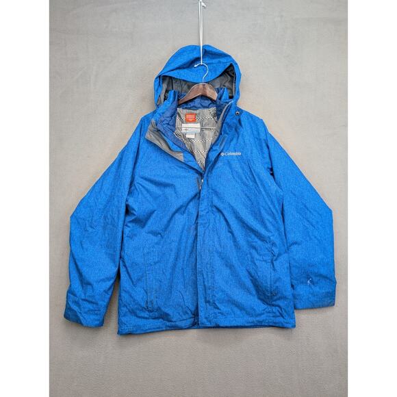 Columbia Thermal Coil Hooded Insulated Jacket Mens Sz Large Full Zip 3 in 1 Blue - Picture 1 of 13